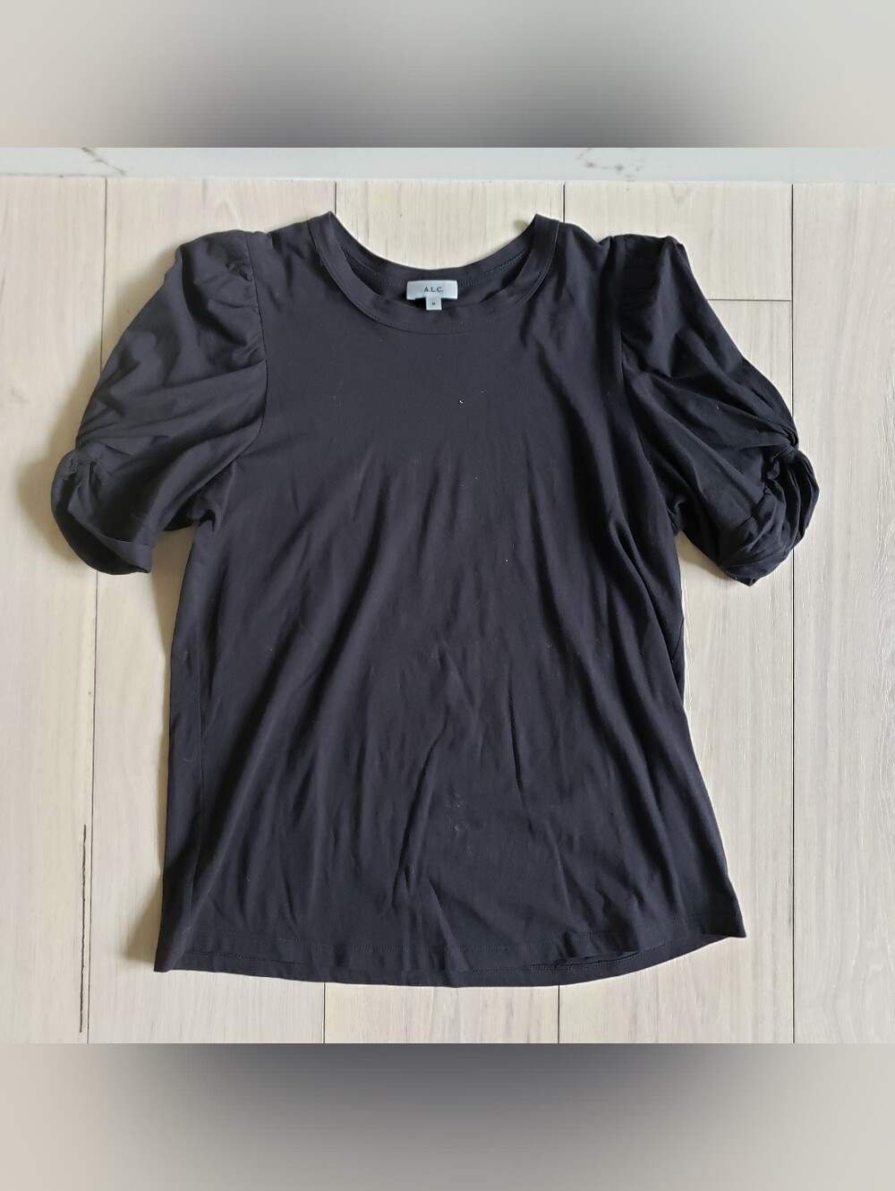 A.L.C. Black Puff Sleeve Crewneck Tee